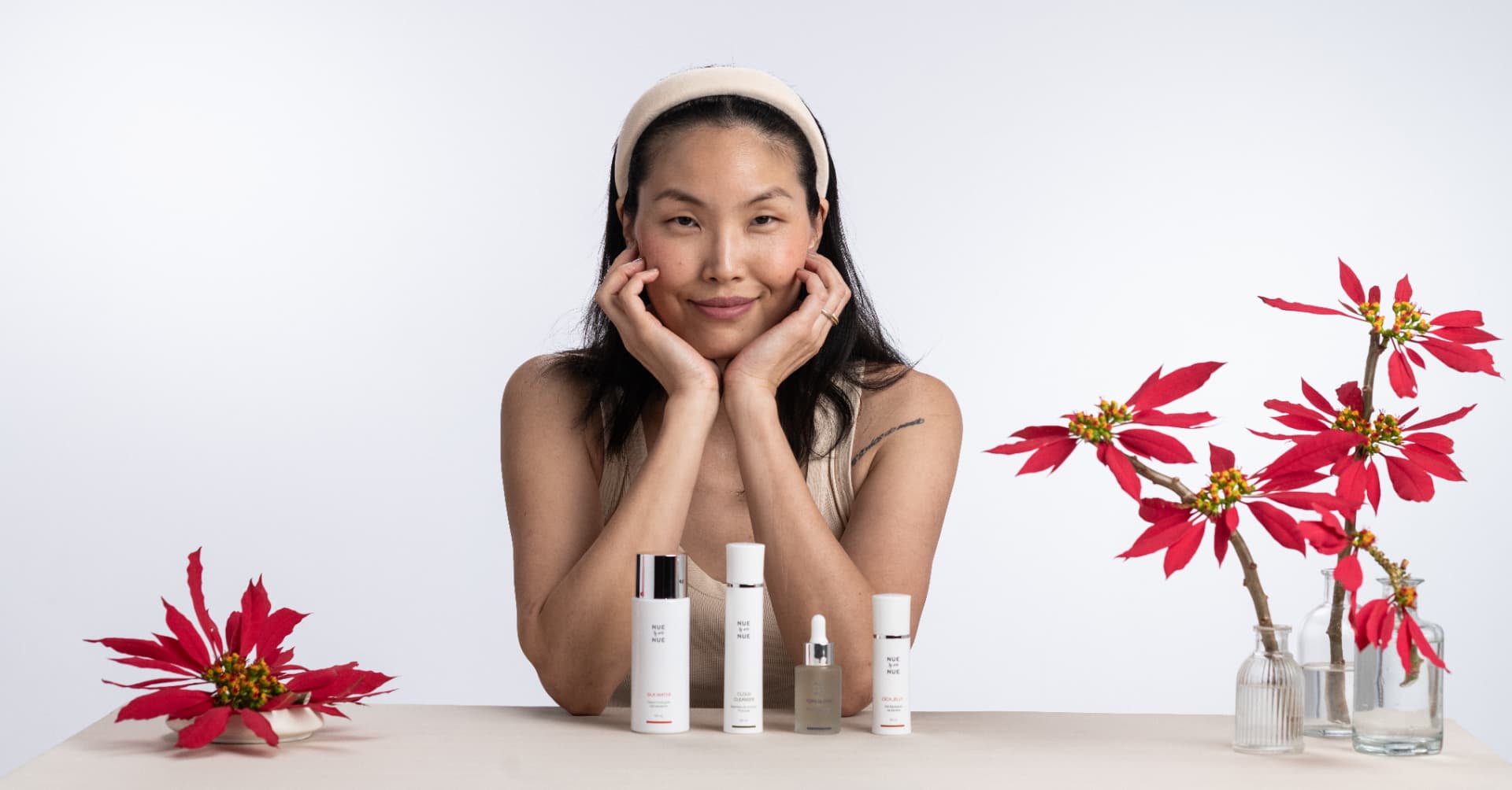 Kit Completo Nue Nue — modelo com os quatro produtos da rotina